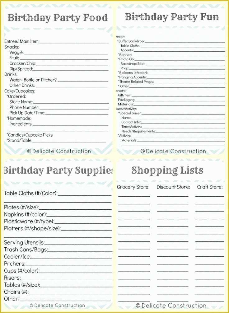 Free Birthday Party Planning Templates Of 25 Best Ideas About Party Planning Printable On Pinterest