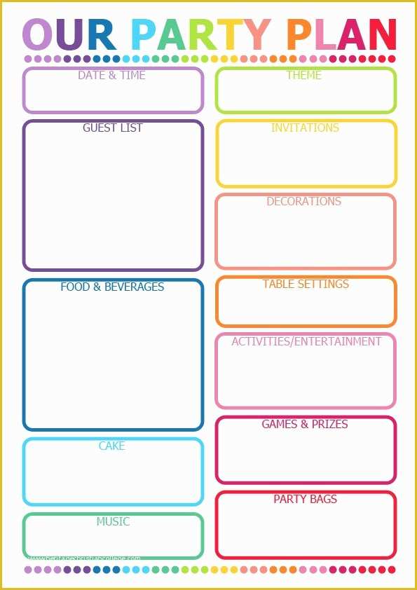 Free Birthday Party Planning Templates Of 7 Best Of Party Planner Template Printable Party