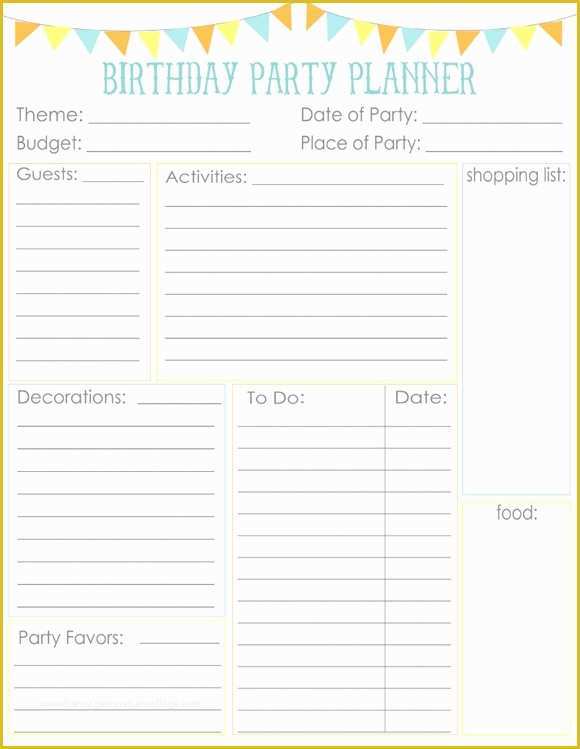 Free Birthday Party Planning Templates Of Birthday Party Planner Printable