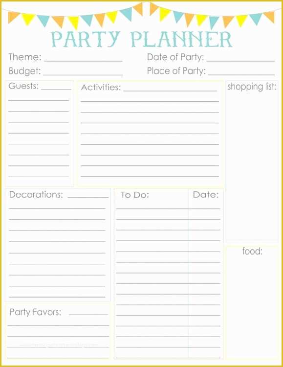 Free Birthday Party Planning Templates Of Birthday Party Planner Printable Planner