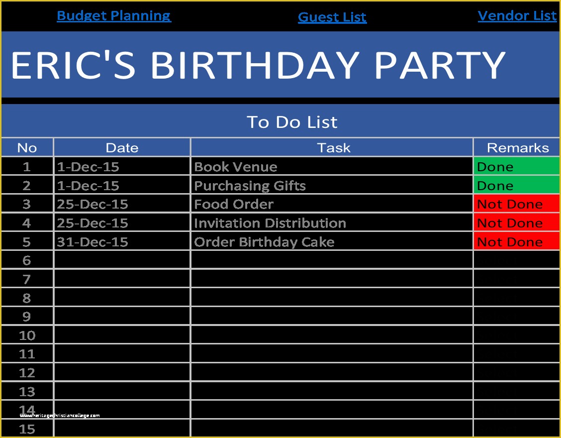 Free Birthday Party Planning Templates Of Birthday Party Planner Template – Day2s