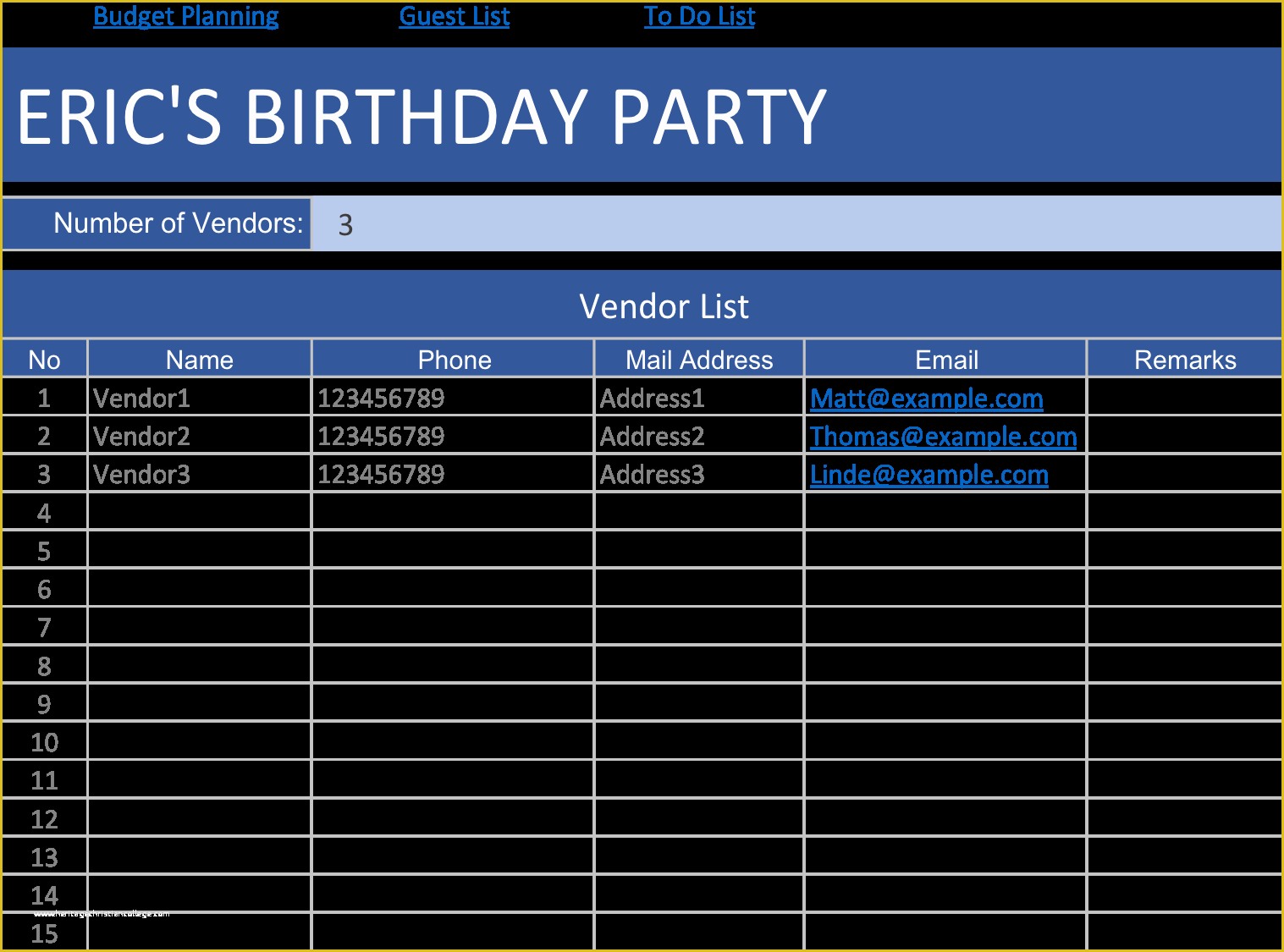 Free Birthday Party Planning Templates Of Birthday Party Planner Template – Day2s