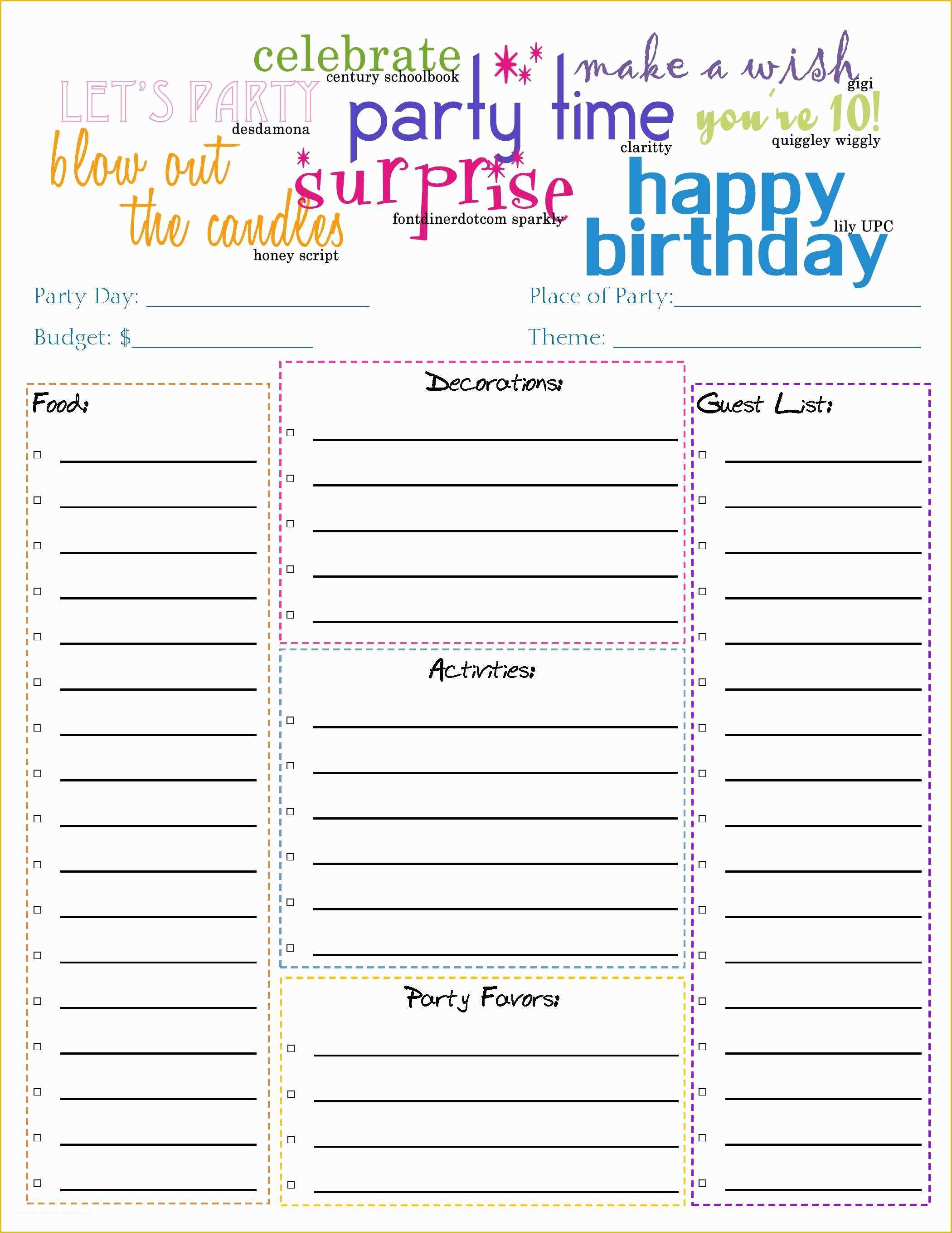 Free Birthday Party Planning Templates Of Birthday Party Sign In Sheet – Best Happy Birthday Wishes