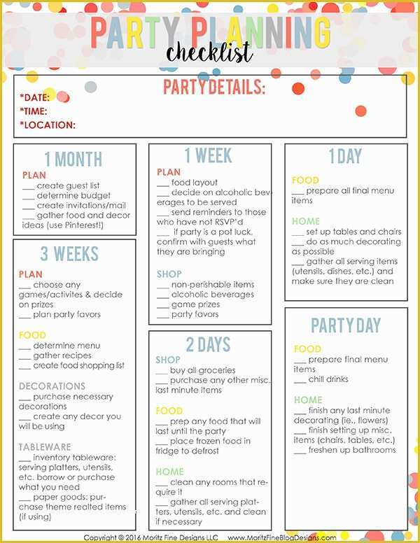 Free Birthday Party Planning Templates Of Easy Party Planning Checklist