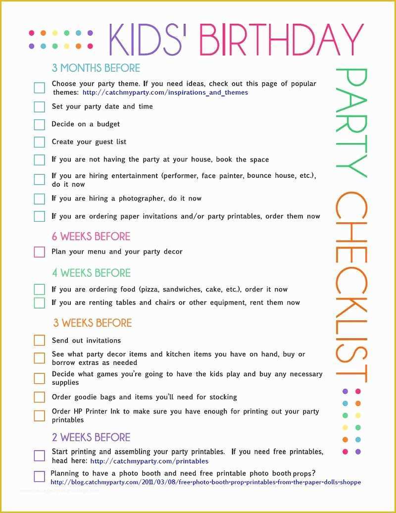 Free Birthday Party Planning Templates Of Free Printable Kids Party Planning Checklist