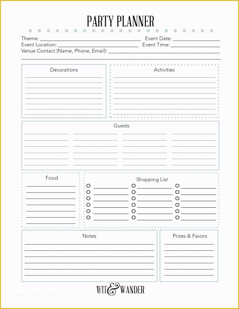 Free Birthday Party Planning Templates Of Free Printable Party Planner