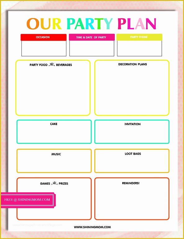 Free Birthday Party Planning Templates Of Free Printable Party Planning Template