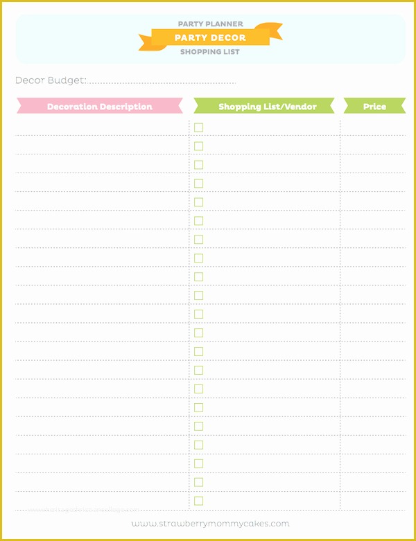 Free Birthday Party Planning Templates Of Kara S Party Ideas Free Printable Party Planner