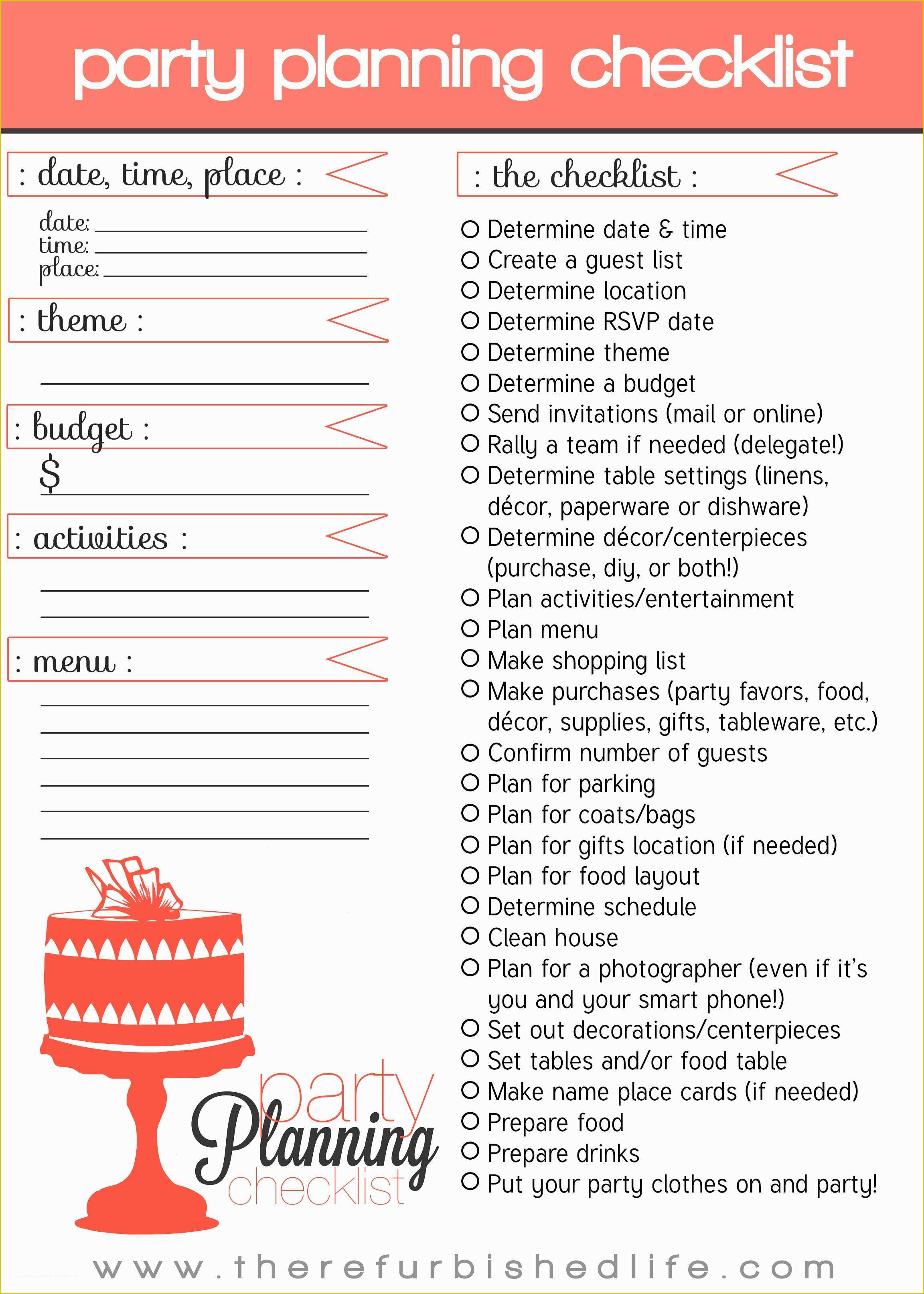 Free Birthday Party Planning Templates Of Party Planning 101 with Printable Checklist – the