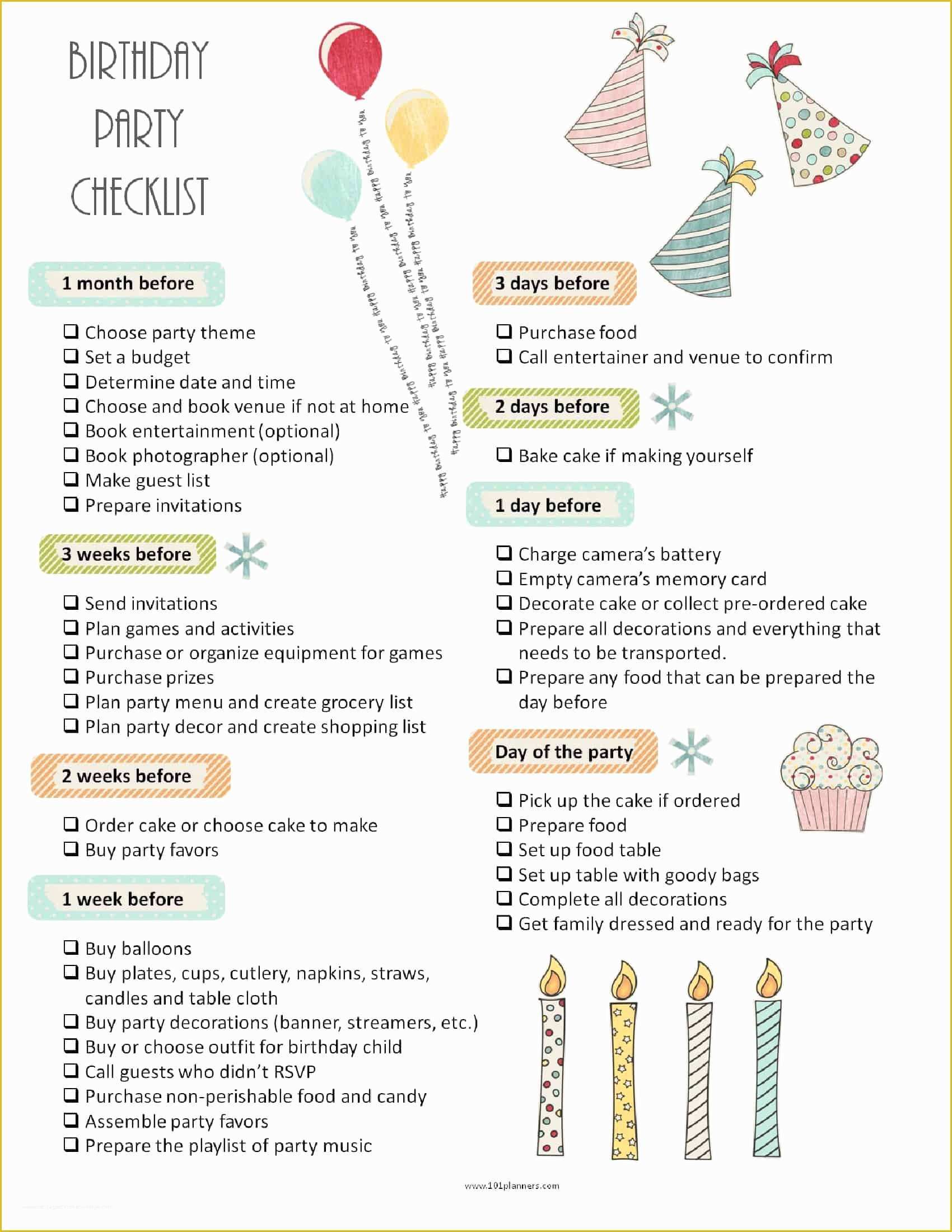 Free Birthday Party Planning Templates Of Party Planning Template