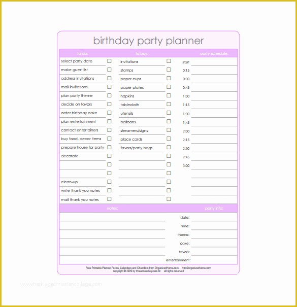 Free Birthday Party Planning Templates Of Party Planning Templates 16 Free Word Pdf Documents