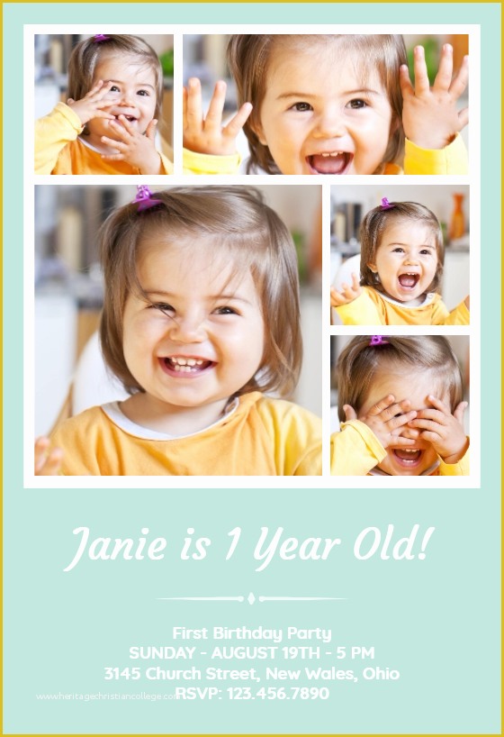 Free Birthday Templates with Photo Of 1st Birthday Collage Free Birthday Invitation