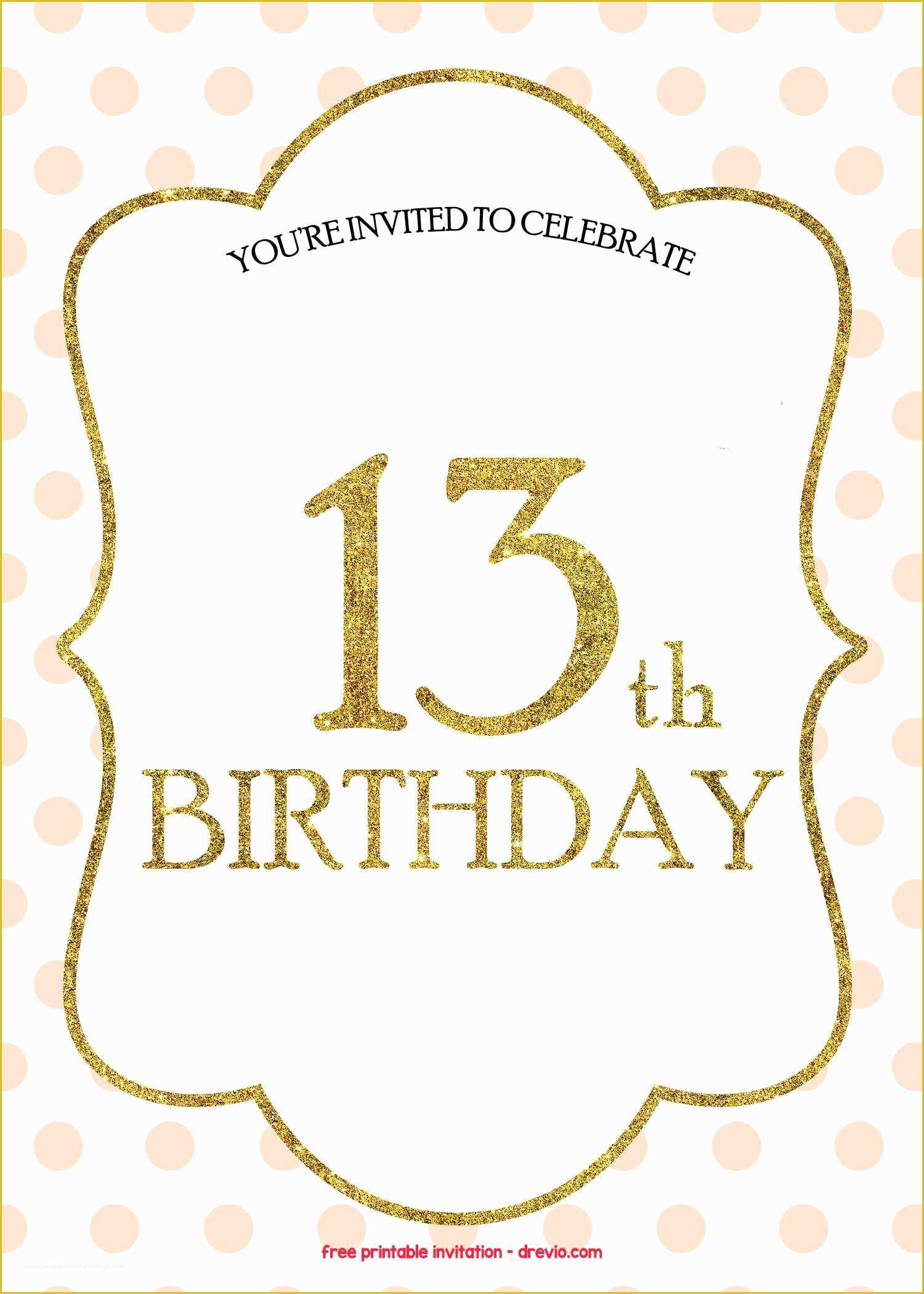 Free Birthday Templates with Photo Of Free 13th Birthday Invitations Templates