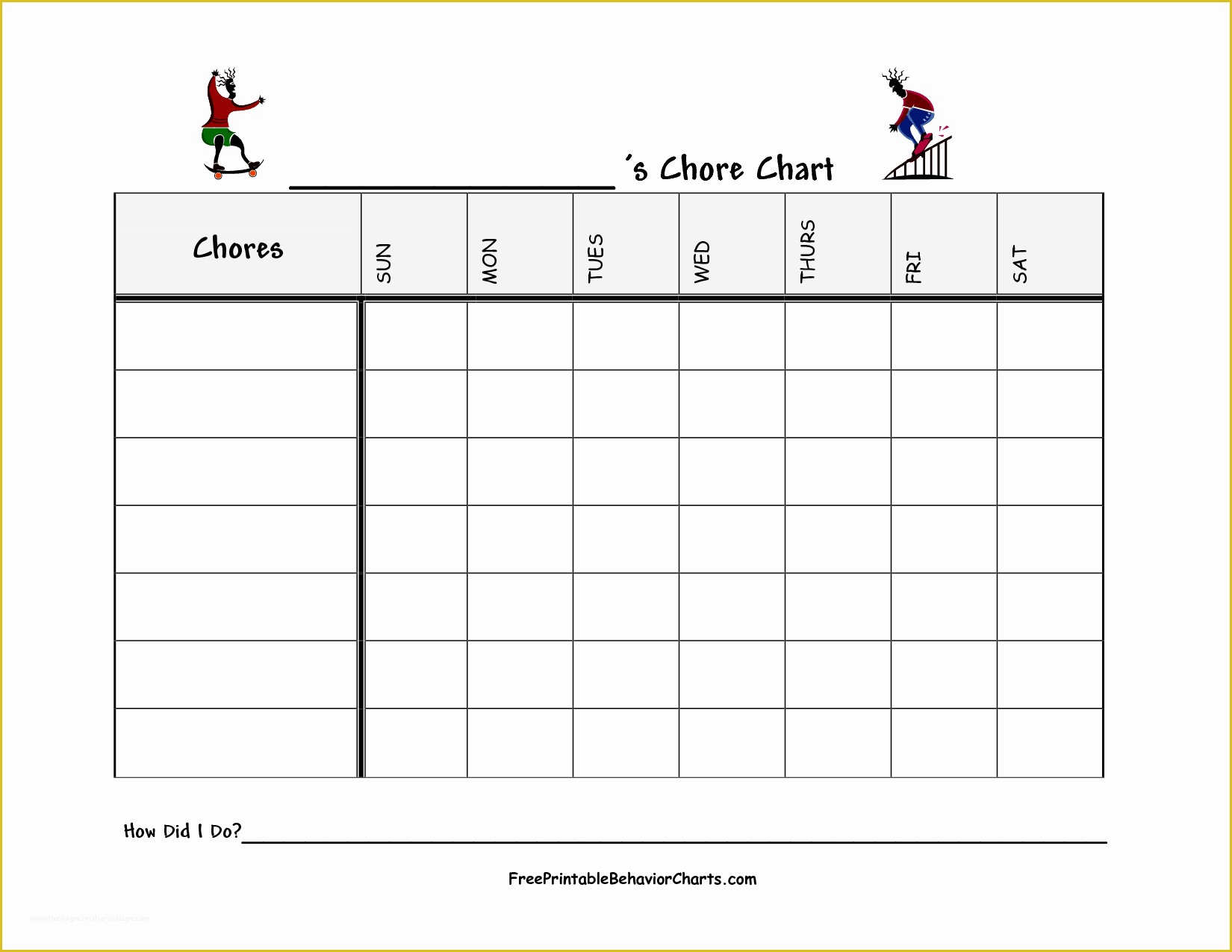 Free Blank Chart Templates Of 10 Best Of Downloadable Family Chore Chart Template