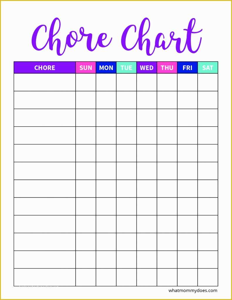 Free Blank Chart Templates Of Free Blank Printable Weekly Chore Chart Template for Kids