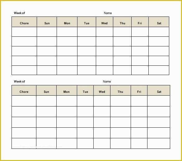 Free Blank Chart Templates Of Free Editable Printable Weekly Chore Charts