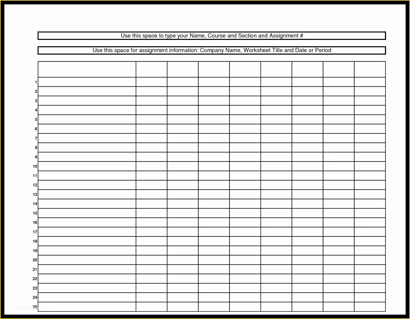 Editable Blank Chart