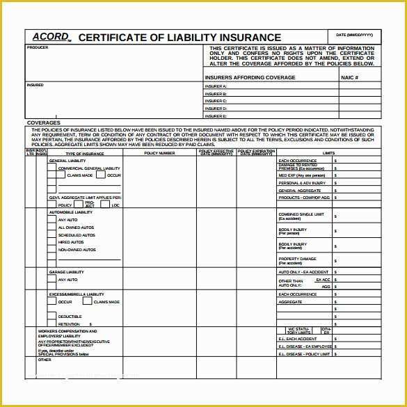 Free Blank Insurance Card Template Of 15 Certificate Of Insurance Templates to Download