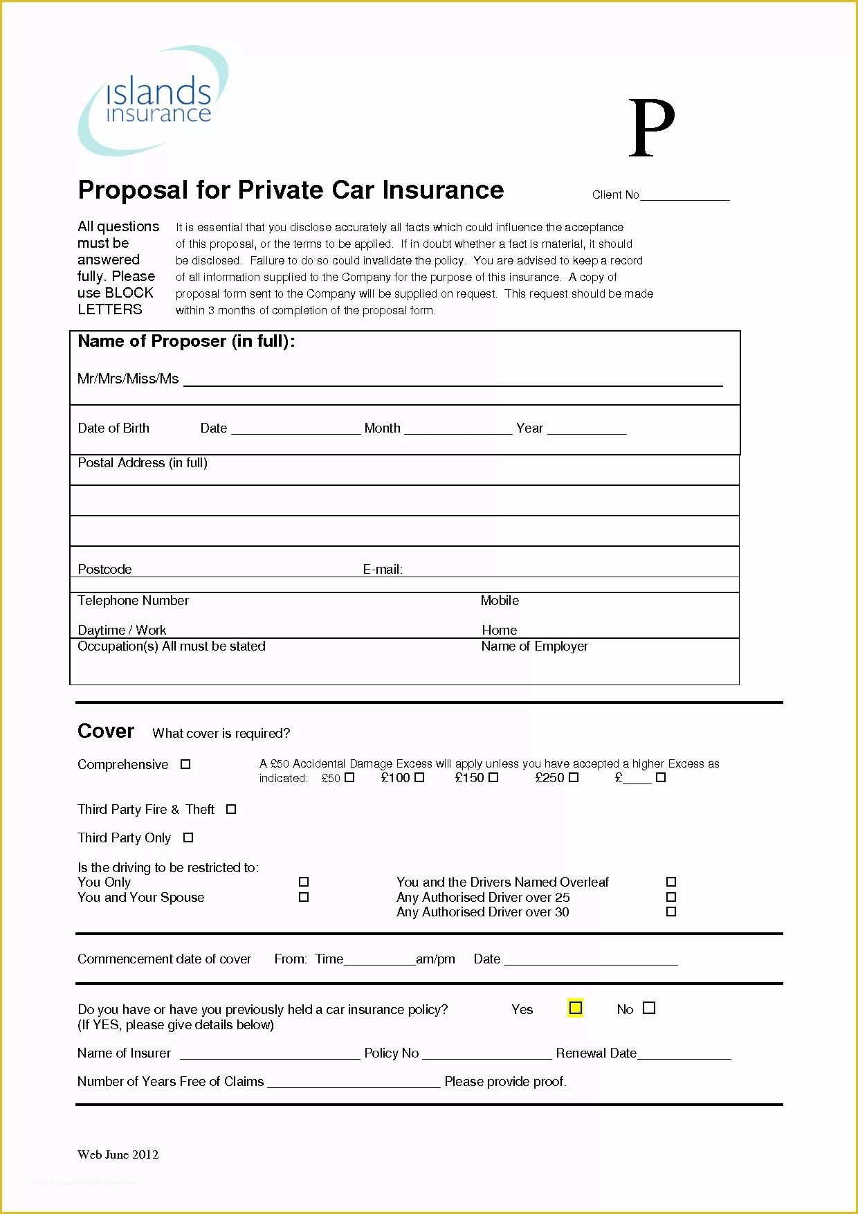 Blank Insurance Card Template