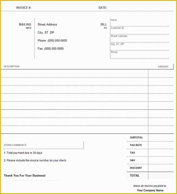 Free Blank Invoice Template Excel Of 32 Excel Invoice Templates Ai Psd