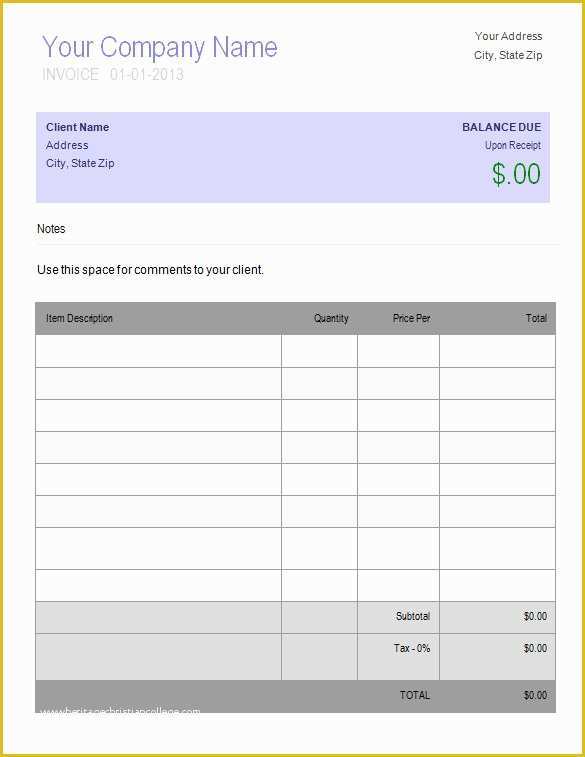 Free Blank Invoice Template Excel Of 60 Microsoft Invoice Templates Pdf Doc Excel
