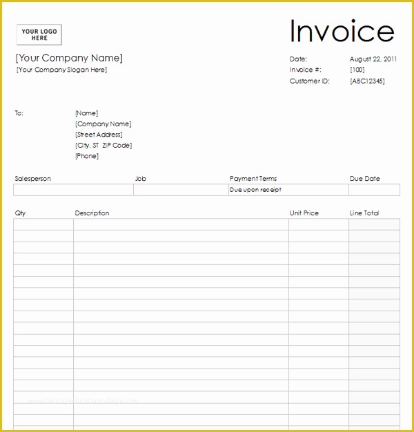 Free Blank Invoice Template Excel Of Blank Invoice Excel