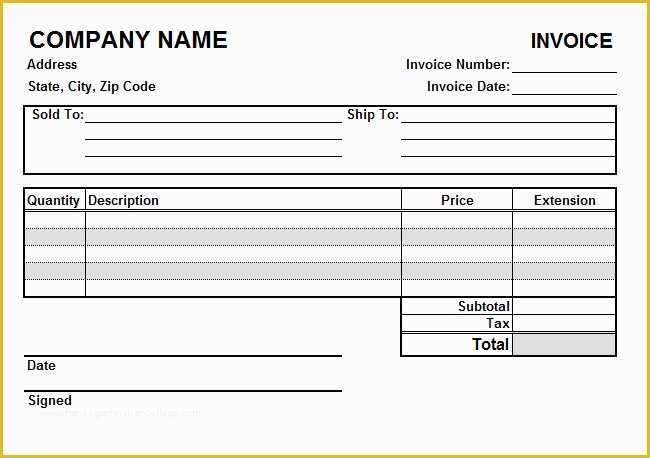 Free Blank Invoice Template Excel Of Blank Invoice Excel – Templates Free Printable