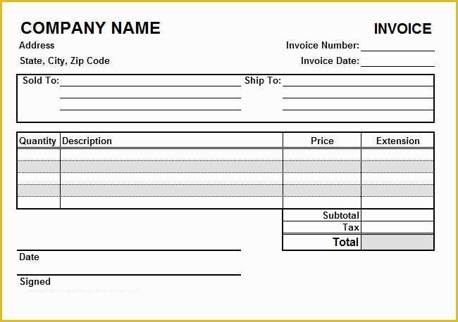 Free Blank Invoice Template Excel Of Blank Invoice Excel – Templates Free Printable