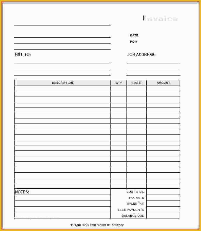 Free Blank Invoice Template Of Blank Invoice Template Free Pdf Denryokufo