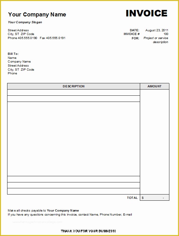 Free Blank Invoice Template Of Free Blank Invoice form