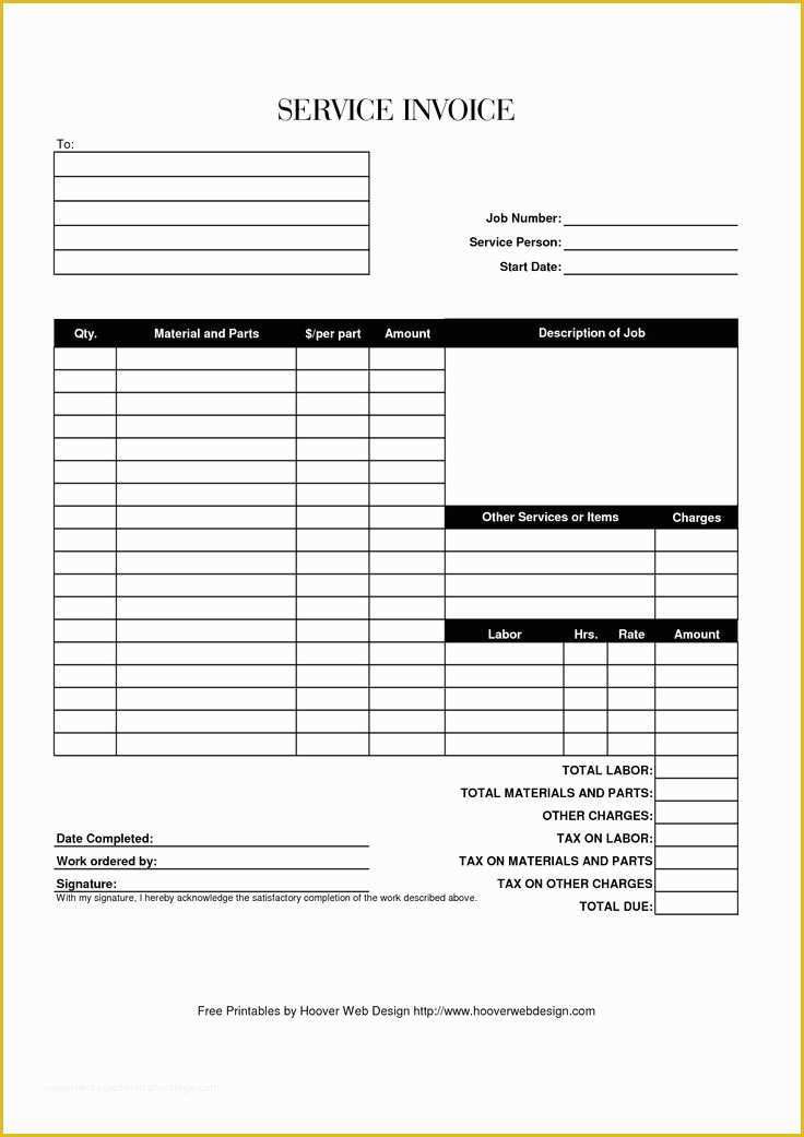 Free Blank Invoice Template Of Printable Invoice Template