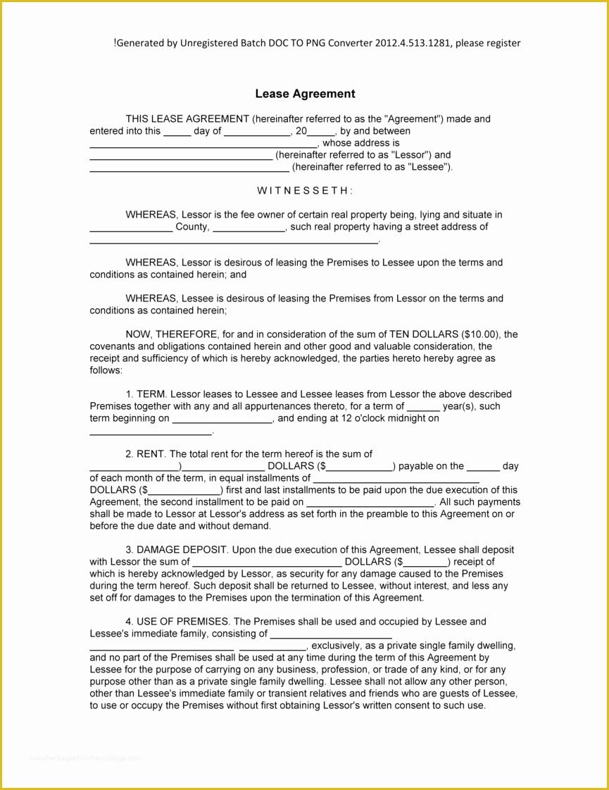 Free Blank Lease Agreement Template Of 9 Best Of Blank Rental Lease Agreement Blank