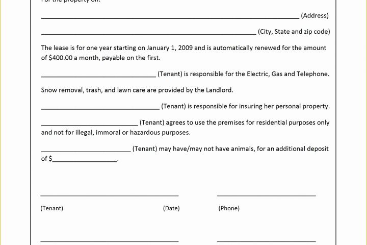 Free Blank Lease Agreement Template Of Generic Rental Contract Portablegasgrillweber