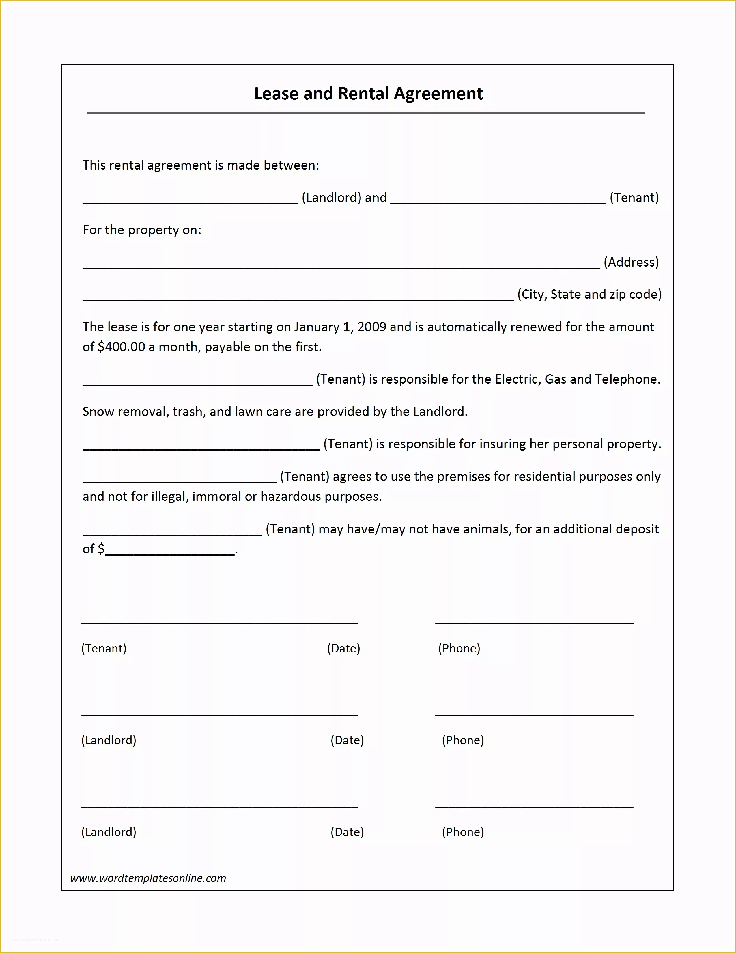 44 Free Blank Lease Agreement Template