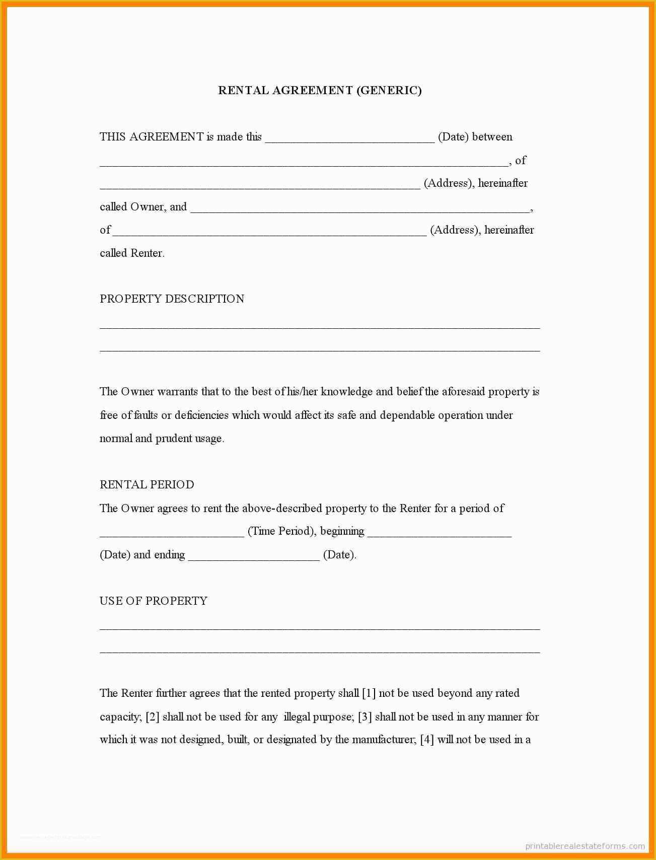 Free Blank Lease Agreement Template Of Printable Basic Lease Agreement – Free Download