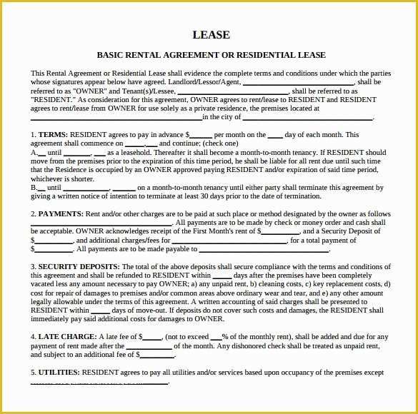 Free Blank Lease Agreement Template Of Sample Blank Rental Agreement 9 Free Documents In Pdf