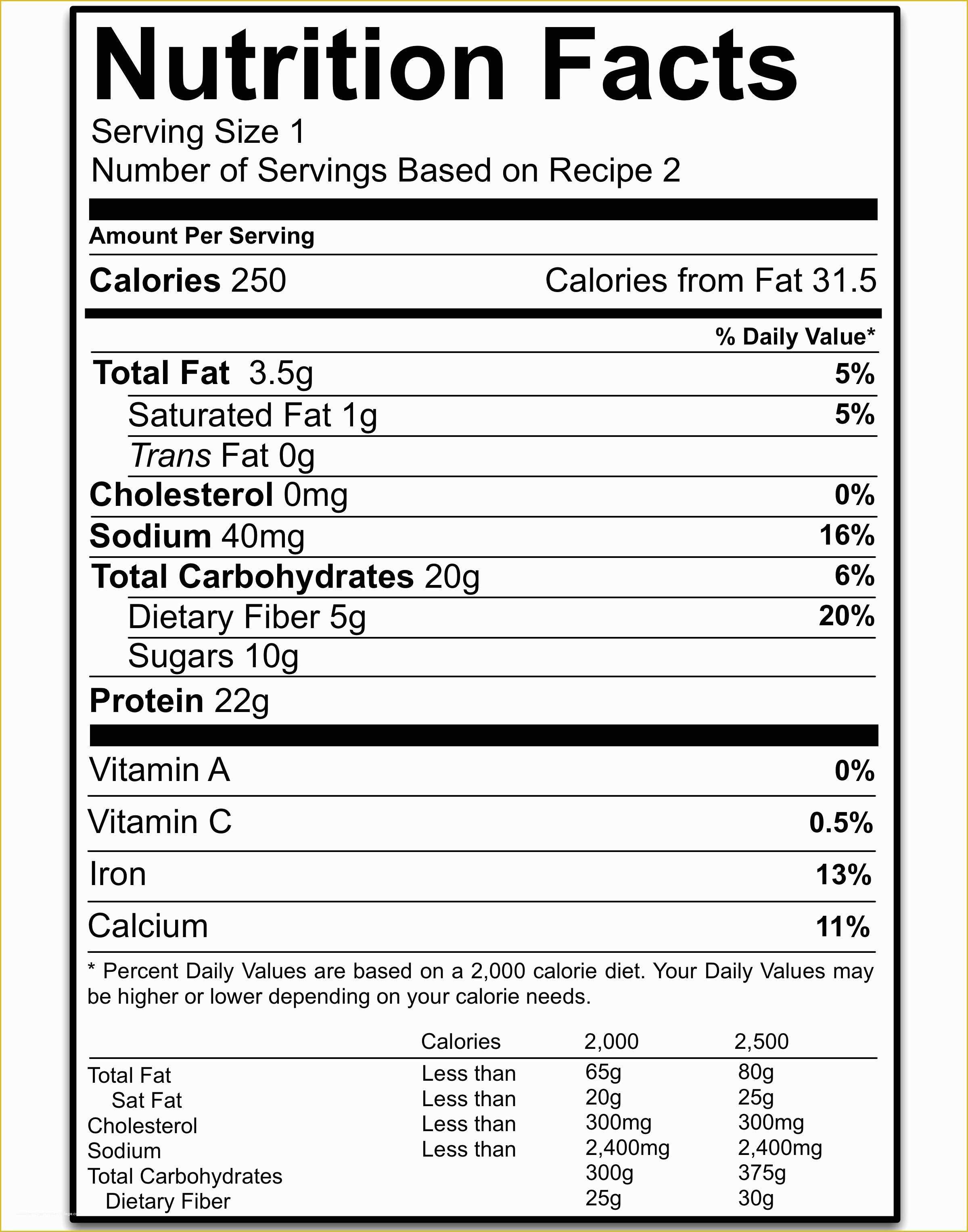 Free Blank Nutrition Label Template Of Federal Register Food Labeling Nutrition Labeling