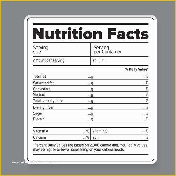 Free Blank Nutrition Label Template Of Nutrition Facts Vector Label Objects On Creative Market