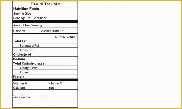 33 Free Blank Nutrition Label Template