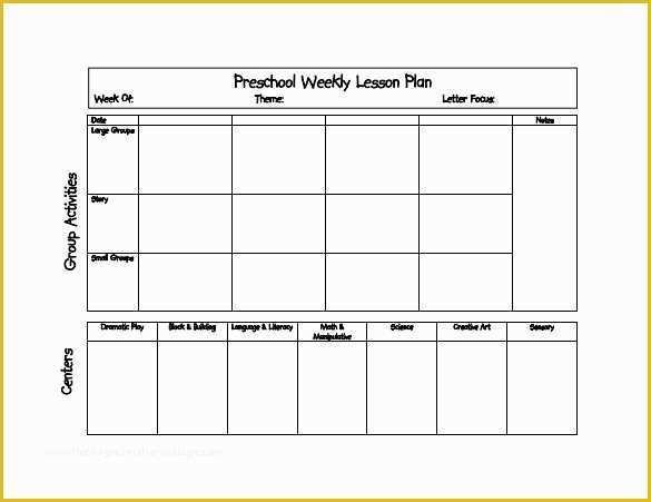 Free Blank Preschool Lesson Plan Templates Of 21 Preschool Lesson Plan Templates Doc Pdf Excel