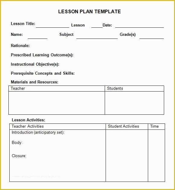Free Blank Preschool Lesson Plan Templates Of 8 Weekly Lesson Plan Samples
