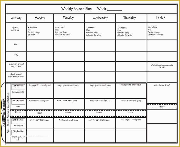 Free Blank Preschool Lesson Plan Templates Of Blank Preschool Lesson Plan Template Pdfkindergarten