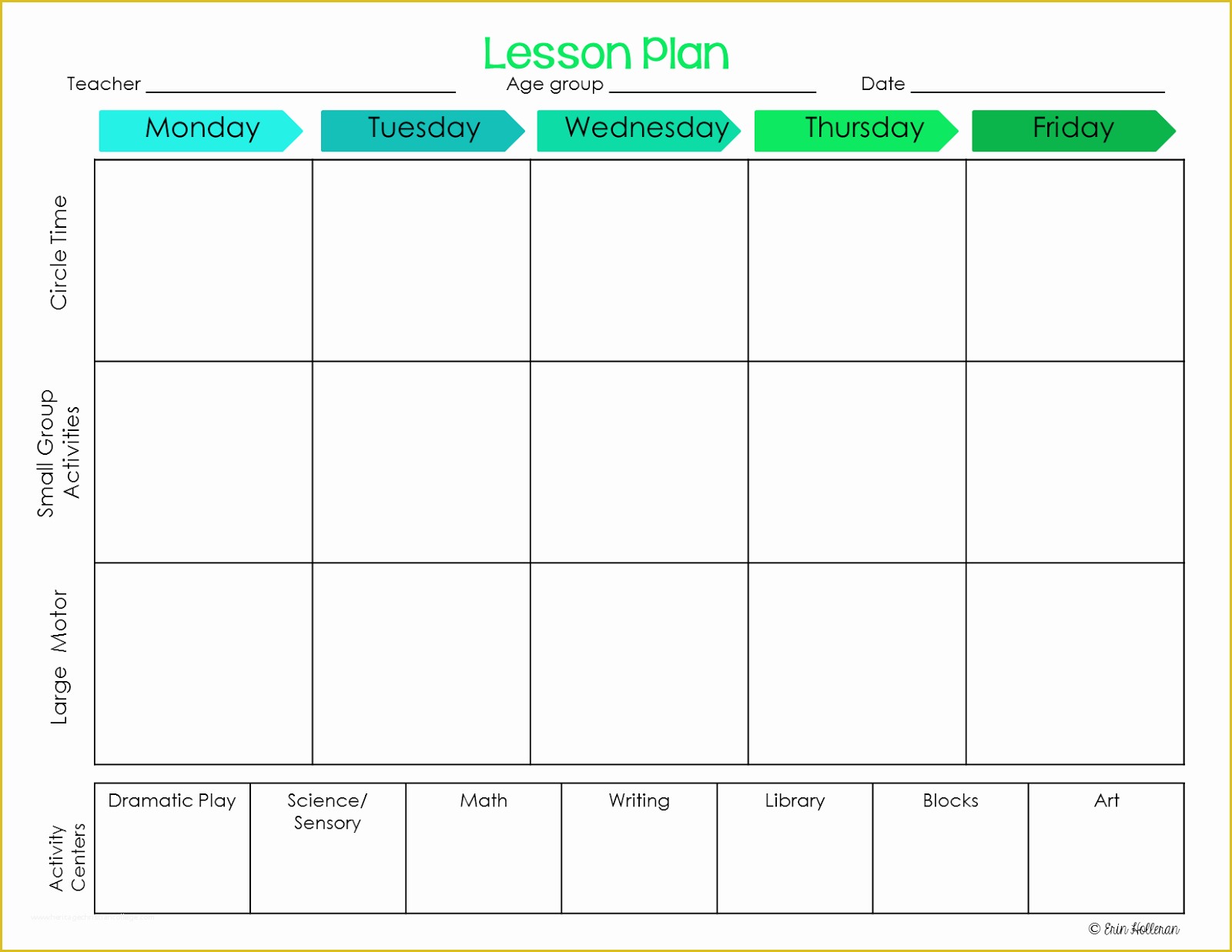 Free Printable Preschool Lesson Plan Template