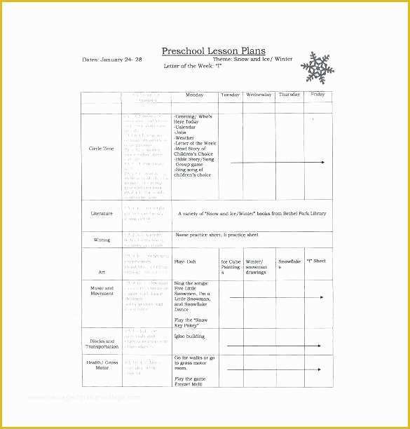 Free Blank Preschool Lesson Plan Templates Of Free Printable K Lesson Plans 6 School Plan Template Blank