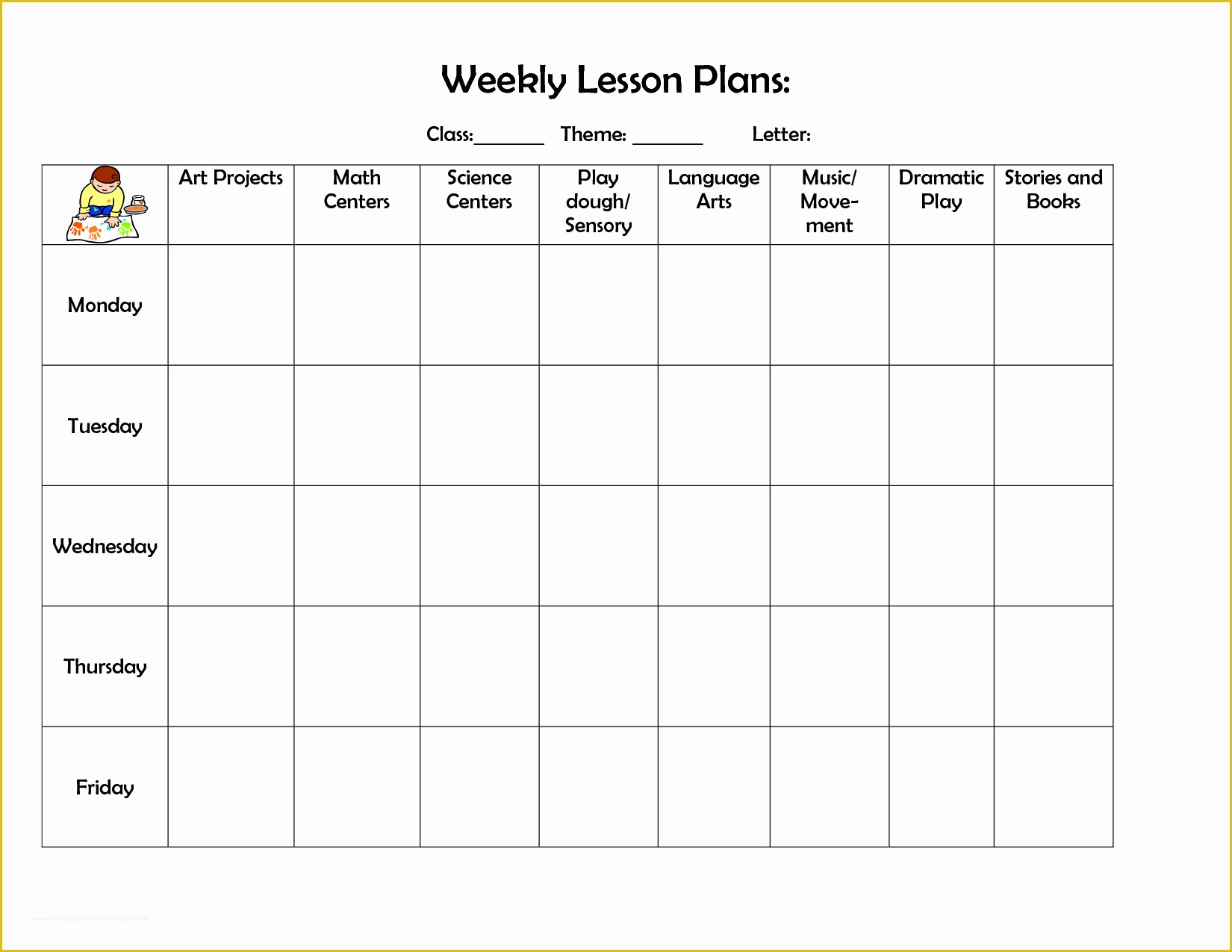 Free Blank Preschool Lesson Plan Templates Of Infant Blank Lesson Plan Sheets