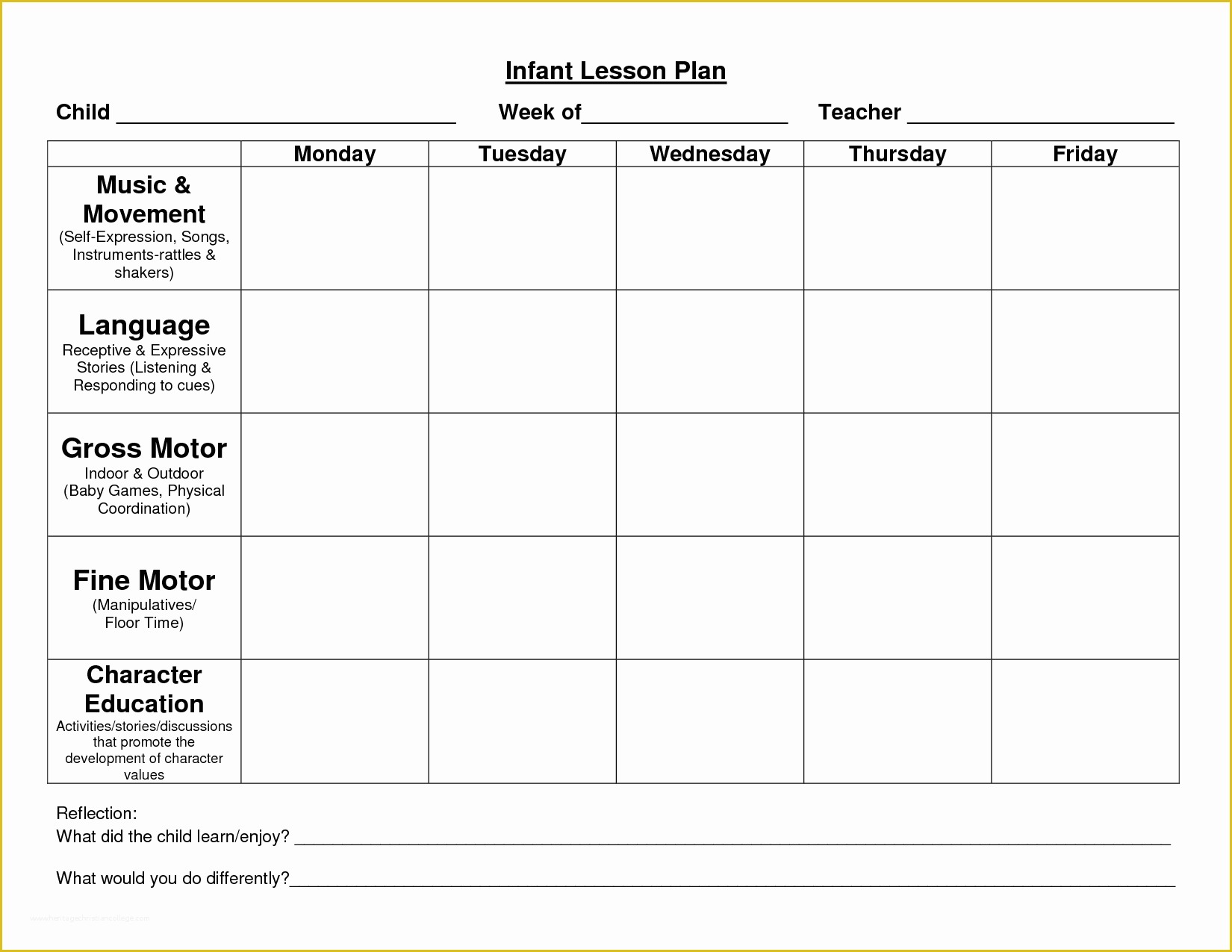 Free Blank Preschool Lesson Plan Templates Of Infant Blank Lesson Plan Sheets