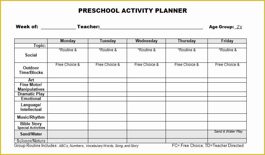 Free Blank Preschool Lesson Plan Templates Of Kindergarten Lesson Plan Template