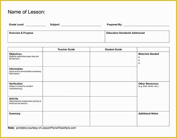 Free Blank Preschool Lesson Plan Templates Of Lesson Plan Outline Templates 11 Free Sample Example