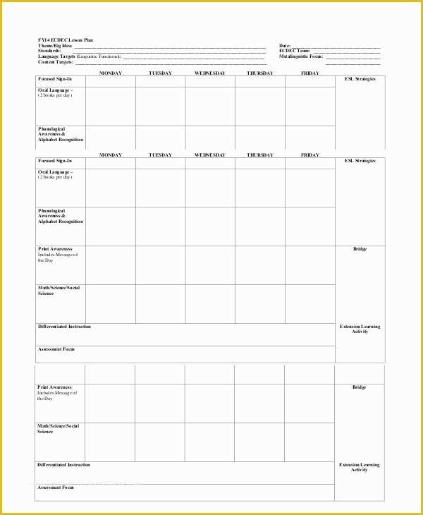 Free Blank Preschool Lesson Plan Templates Of Printable Lesson Plan 7 Free Word Pdf Documents