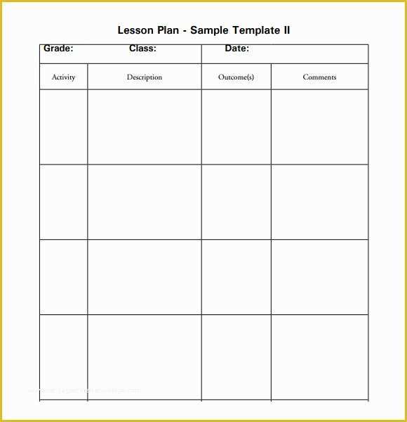 Free Blank Preschool Lesson Plan Templates Of Sample Elementary Lesson Plan Template 8 Free Documents
